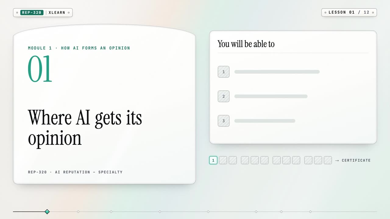 AI Reputation, lesson 1 title card